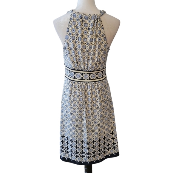 Max Studio Blue & Yellow Sleeveless Graphic Dress Size Small - Picture 2 of 4